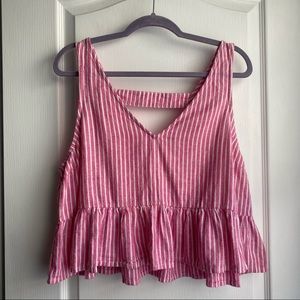 💖2/$30 Pink Stripe Crop Peplum Tank